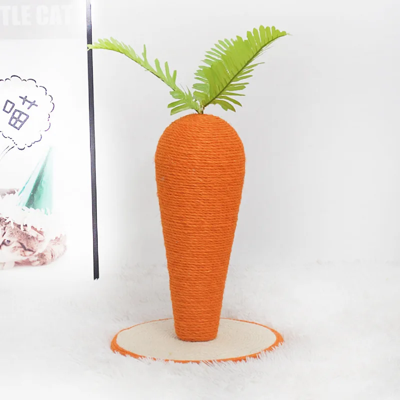 Cute Carrot Shaped Cat Scratching Board Handmade Weave Sisal Kitten Scratch Pole Fashionable Wear-resistant Pet Claw Grinder Toy