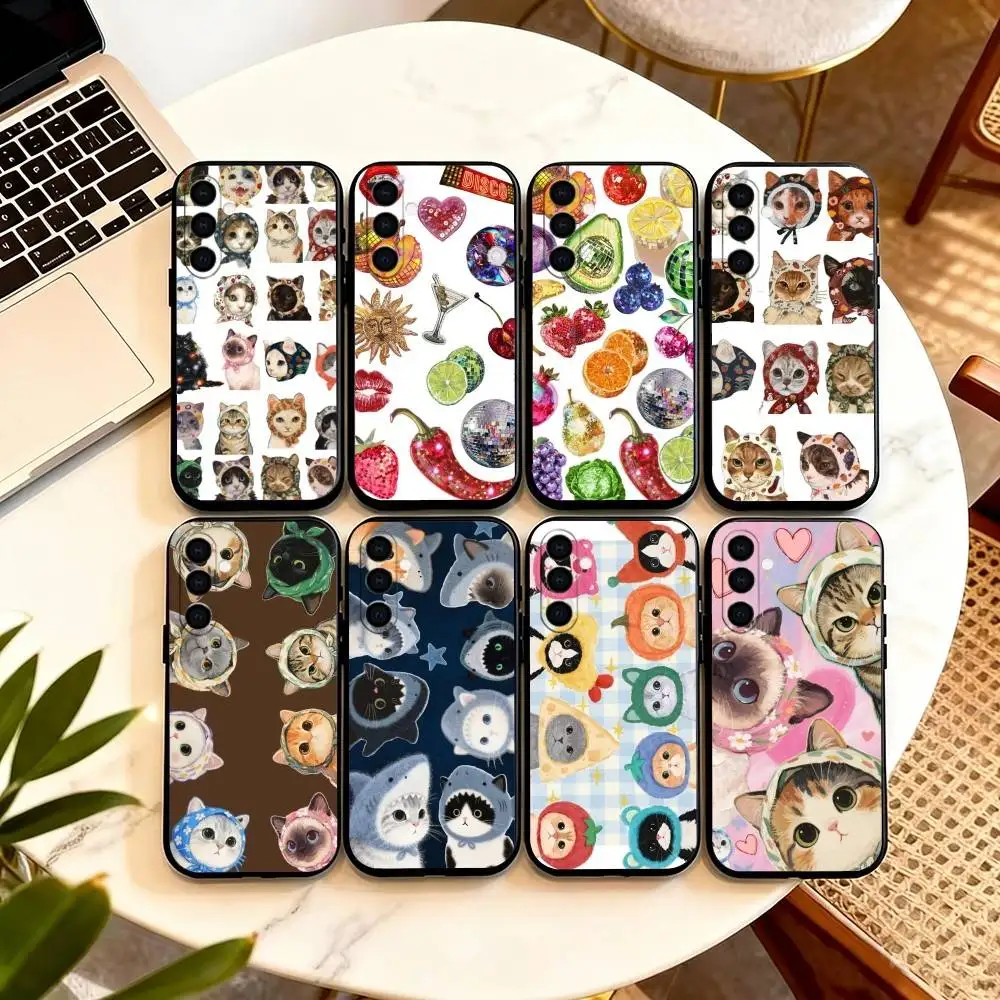 Trendy Sticker Label  Phone Case Black Silicone Soft For Samsung Galaxy A73,A72,A71,A70,A53,A52,A51