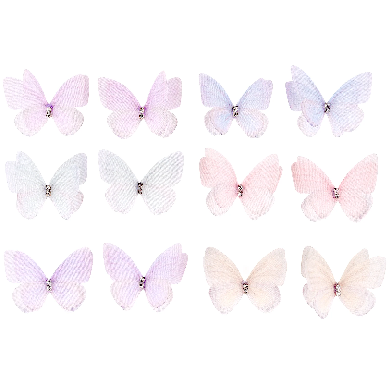 10pcs/Lot 5cm Double Layer Lace 3D Butterfly Applique Simulation Mesh For Handmade Clothes Nail Hair Clip Wedding Decoration