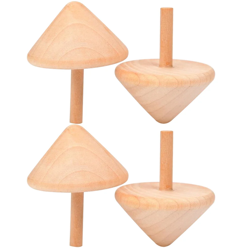 

4 Pcs Wooden Spinning Top Child Gyro Toys Kids Tops Wear-resistant Children Funny Playthings Mini for