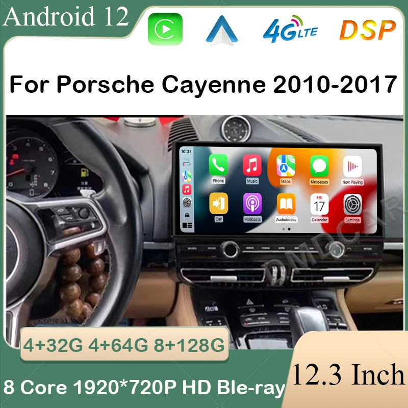 

Android 12 Blu-ray Screen Head Unit 12.3" For Porsche Cayenne 2010-2017 Carplay Auto Car Multimedia Player GPS Navigation DSP 4G