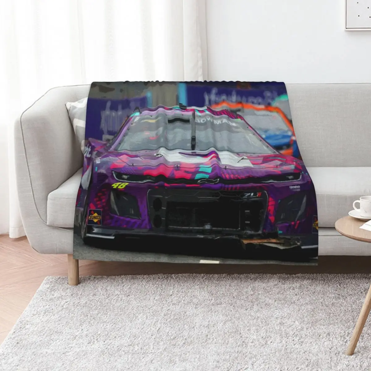 Alex Bowman racing on the Chicago street course 2024 abstract Throw Blanket Fashion Sofas Beautifuls Soft wednesday Blankets
