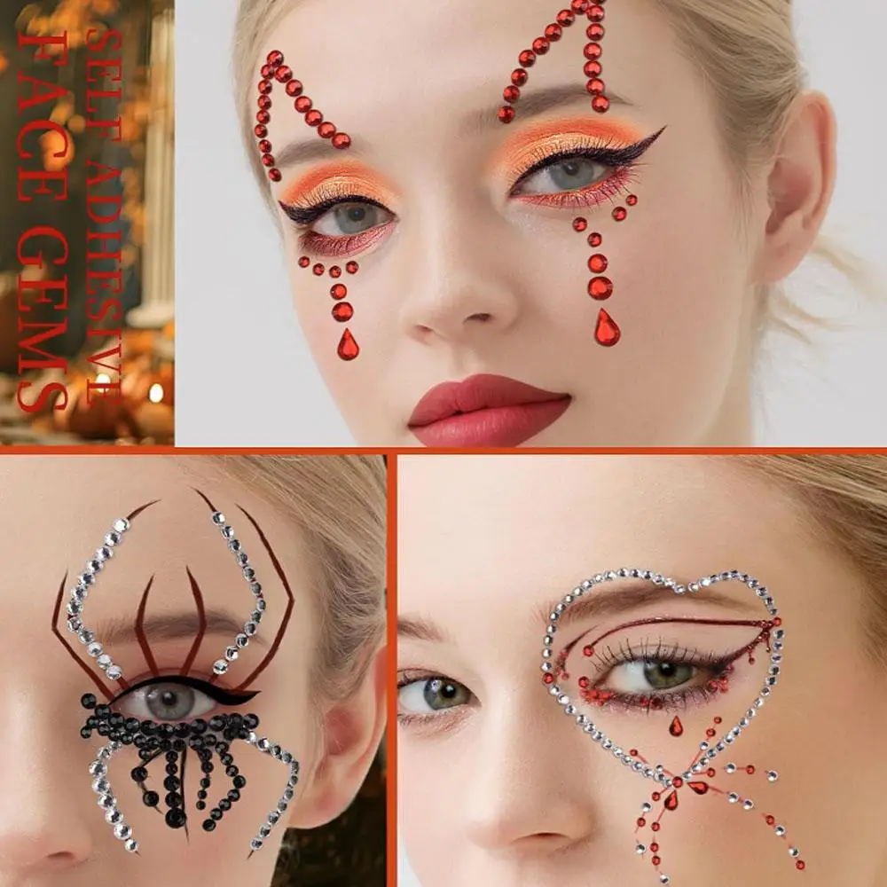 5Sheets Face Gems Rhinestones for Face Makeup, Halloween Stickers