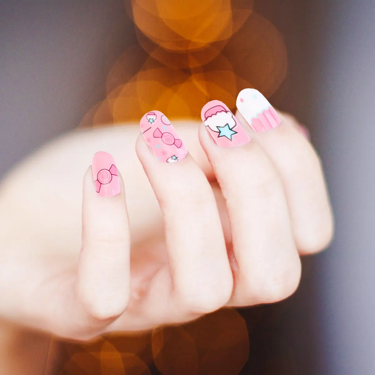 

24Pcs Children False Nails Kit Lovely Full Cover Durable ABS DIY Nail Art Tips for Kids Birthday Holiday Party Decoration