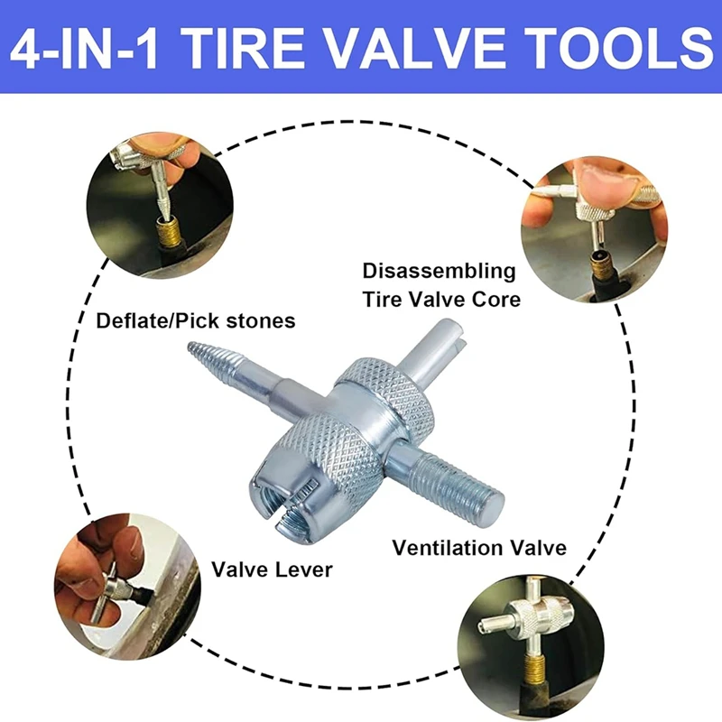 Quick Change Tire Valve Tool Kit, Tire Valve Stem Core Quick Change Tool Kit, Replace Car, ATV, Truck, Motorcycle, Etc