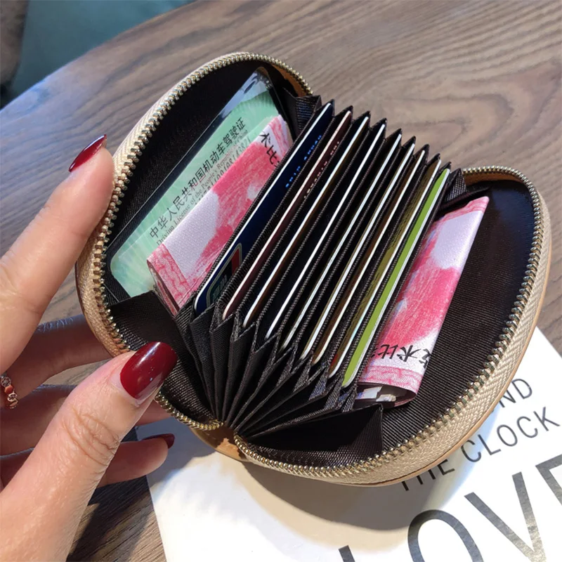 2023 Fashion Letter Print Card Holders For Women Genuine Leather Coin Purse Cowhide Card Bag Driving License Organizer 11 Slots