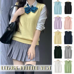 Preppy Style Teenager School Girls Uniform Sleeveless Sweaters Knitted Vest Students Y2K Lolita Pullover Waistcoat Women JK Tops