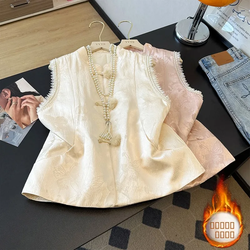 

plus Size Women's Autumn Winter New Sle Mink Fur Vest Top Bot Two Piece Set Thiened Commute Sle Floral Patterned