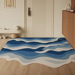 Dirt Trapper Mat for Indoor&Outdoor, Blue Sea Wave Door Mat, Washable Barrier Rug,Heavy Duty Non-Slip Entrance Carpet Large Home