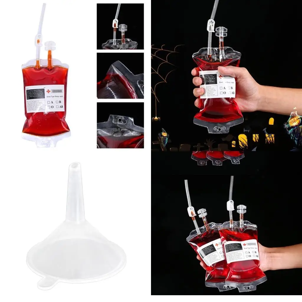 Bolsa sangre espeluznante para Halloween 652F, bolsa para bebidas, contenedor para bebidas, bolsas infusión PVC, e para