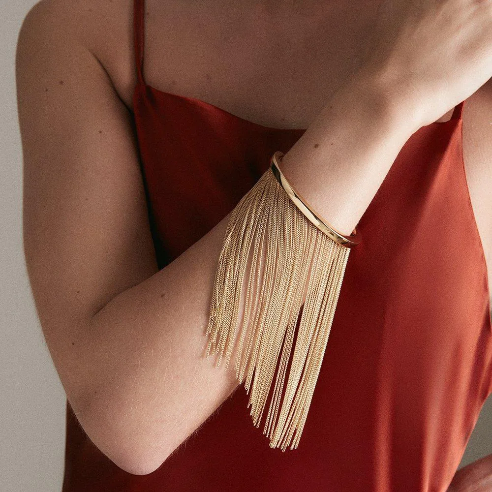 Gold Silber Farbe Offene Quaste Armband Für Frauen Neue Mode Rechteck Stick Charme Quaste Arm Armreif Partei Schmuck – Detail 1