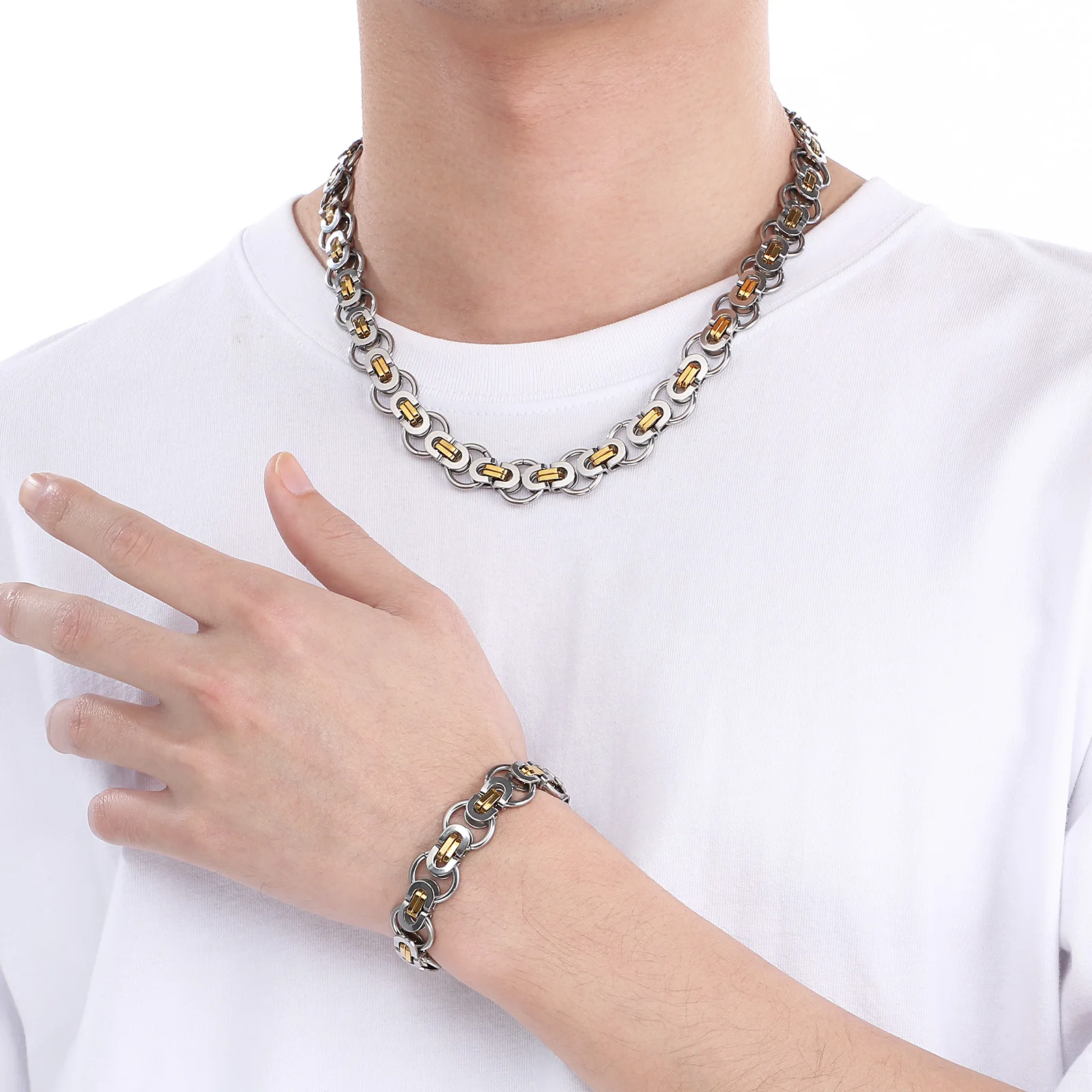 Fongten Small Popular Circle Chain Emperor Men's Bracelet Hip Hop Chain Wholesale Fashionable Versatile Stainless Steel Jewelry