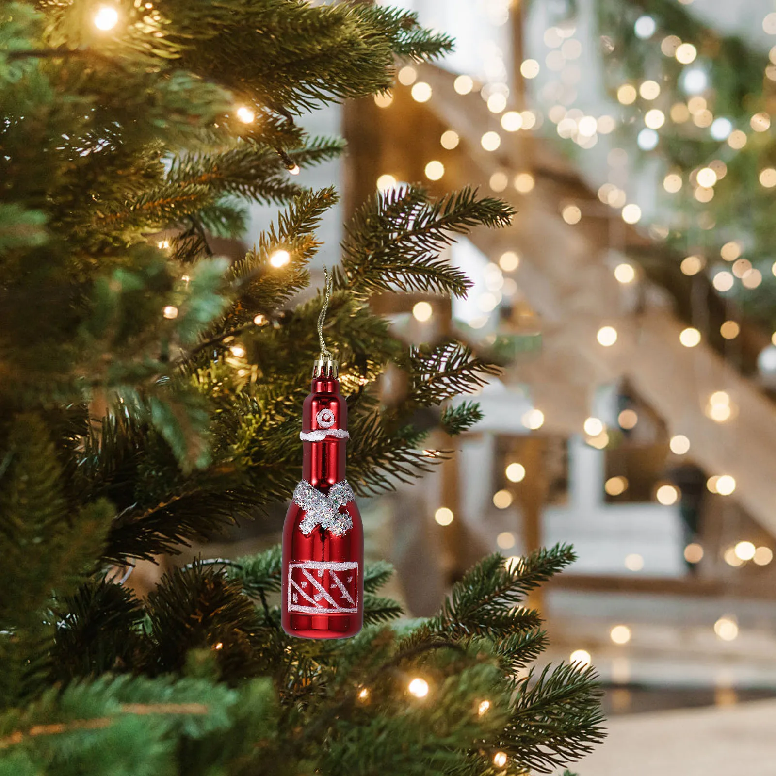 

4Pcs Charming Xmas Tree Hanging Decorations Wine Bottle Ornaments For Holiday Party Supplies