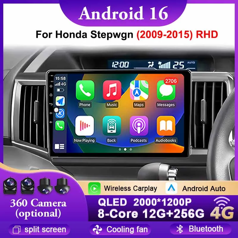 10 Inch Android Stereo Car Screen Radio For Honda Stepwgn RHD 2009~2015 Carplay Car Player GPS Navigation Multimedia System WIFI