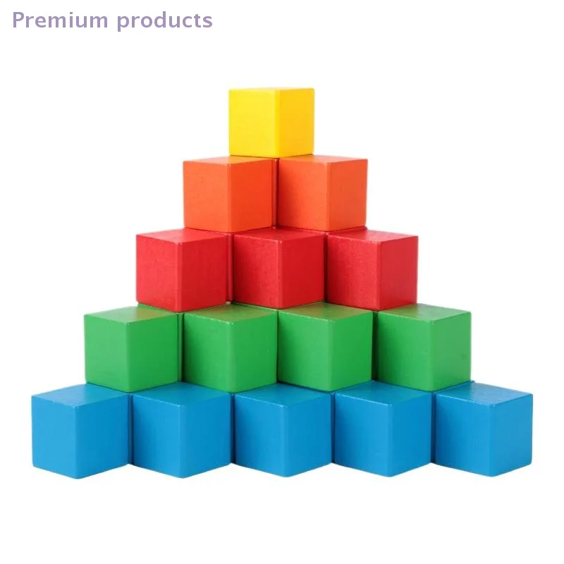 30/50/100 قطعة مكعبات ملونة اللبنات الخشبية شكل الطفل اللون لعب للتعلم التراص مربع الخشب لعبة للأطفال #6