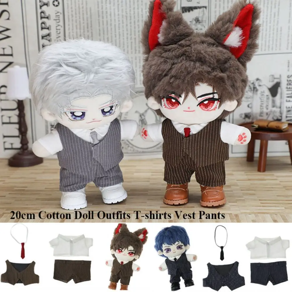 Fashion 20cm Cotton Doll Jacket Pants Handmade Outfits T-shirts Vest 1/12 BJD Doll Shirt Ties Suits Kids Toys Doll Accessories