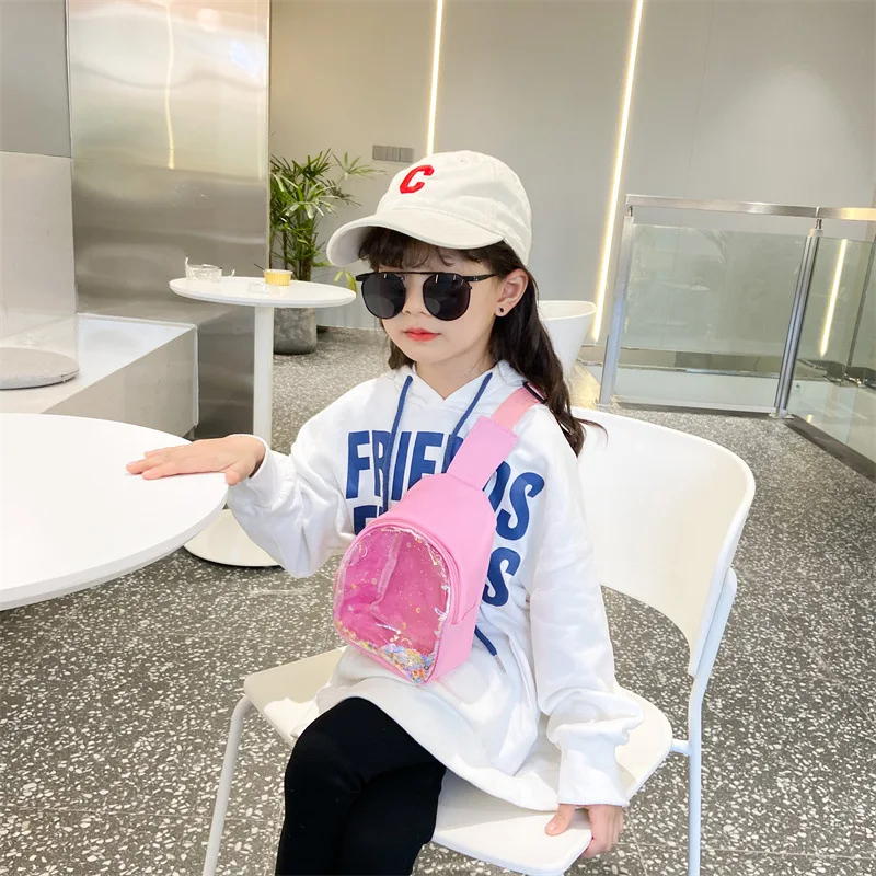 New Fashion Children\'s Solid Color Transparent Crossbody Bag Shoulder Bag Travel Sports Girl Cute Shoulder Bag 2024 Gifts