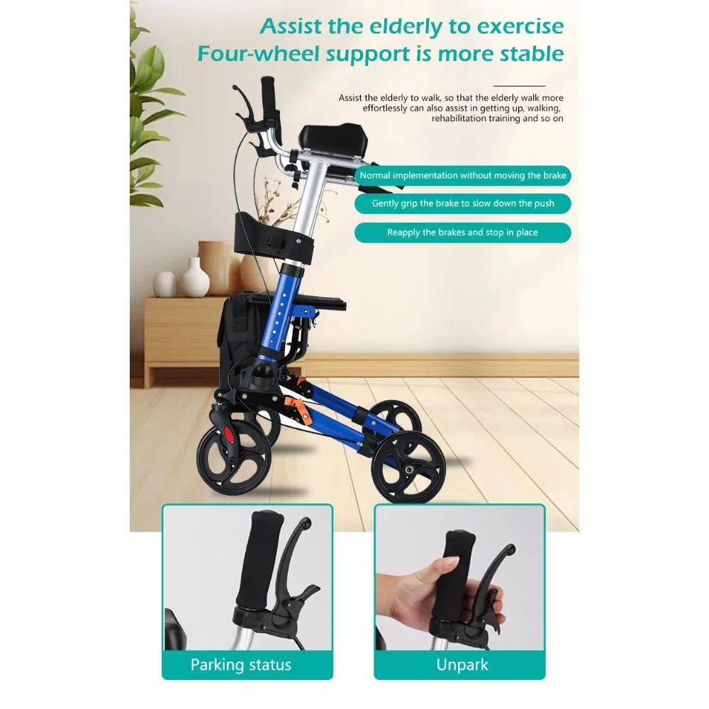 2-in-1 Foldable Walker Aluminum Mobile Elderly Foldable Adult Walker Aluminum Travel Foldable Walker