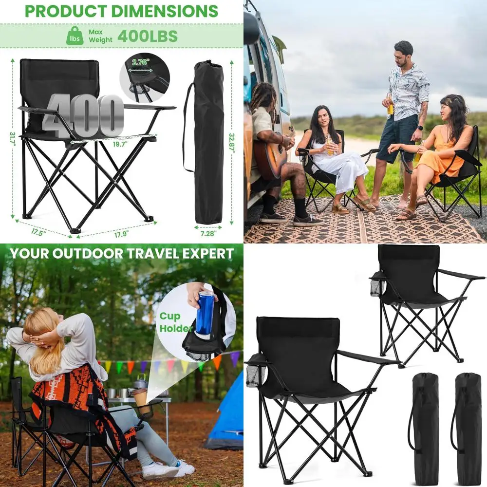 

Компактные складные кемпинговые стулья из двух частей с подстаканниками и сумкой для переноски для активного отдыха, идеально подходят для пляжа, походов, пикников.