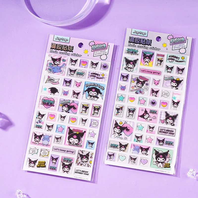 

Genuine Sanrio Kuromi Resin Casting Sticker Kawaii Scrapbook Journal Stationery Cartoon Decorative Stickers Girls Birthday Gifts