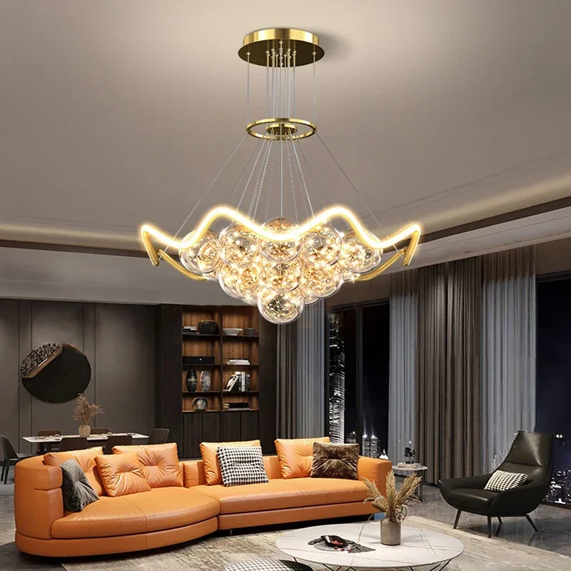 Modern Minimalist Living Room LED Chandeliers Warm Bedroom Dining Room Pendant Lamps Nordic Creative Starry Decor Lustre Fixture