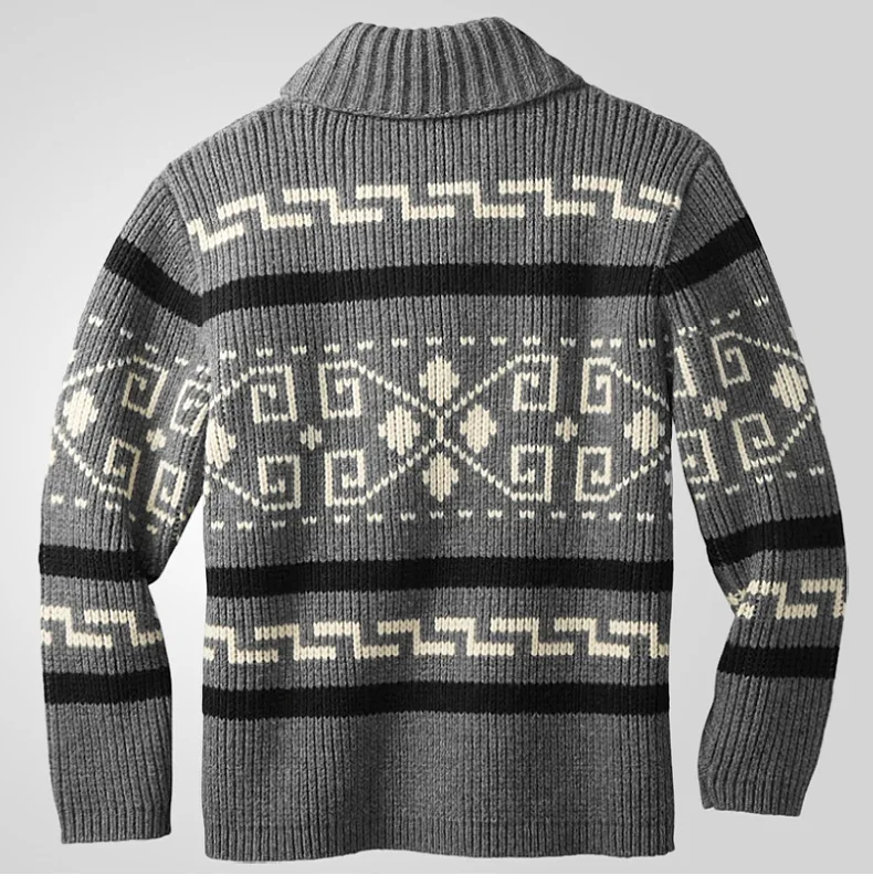 Herren Herbst Winter Mode Strickjacke Jacke Slim Fit Langarm Strickpullover mit stilvollem Revers Design lässig elegant Out – Detail 11