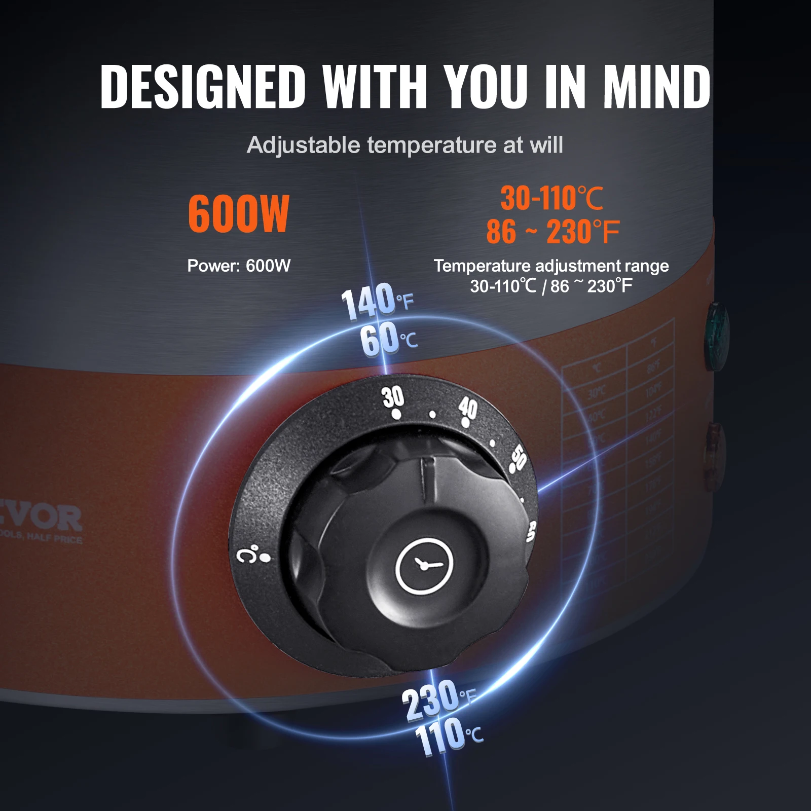 موزع الجبن الكهربائي VEVOR مع مضخة 2.3 كيو تي سخان حلوى ساخن تجاري 86-230 ℉   درجة الحرارة قابل للتعديل صلصة جبنة ناتشو أكثر دفئا