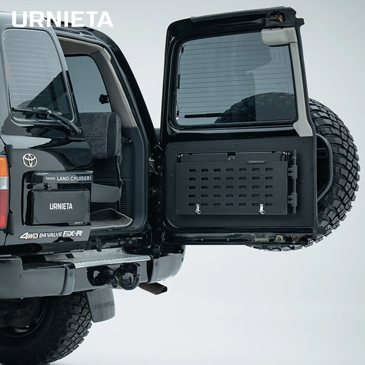 URNIETA aluminum Magnesium Alloy Tailgate Foldable Table with Camping LED Light, for Toyota Land Cruiser LC80