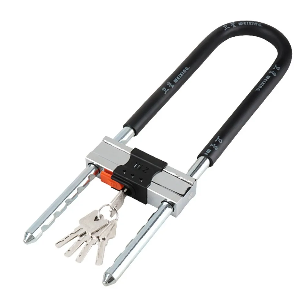 

Длинный большой замок для защиты от кражи, магазин, офисная безопасность, утолщенный врезной замок, прочный с пылезащитной крышкой, U-образный замок для стеклянной двери для велосипеда