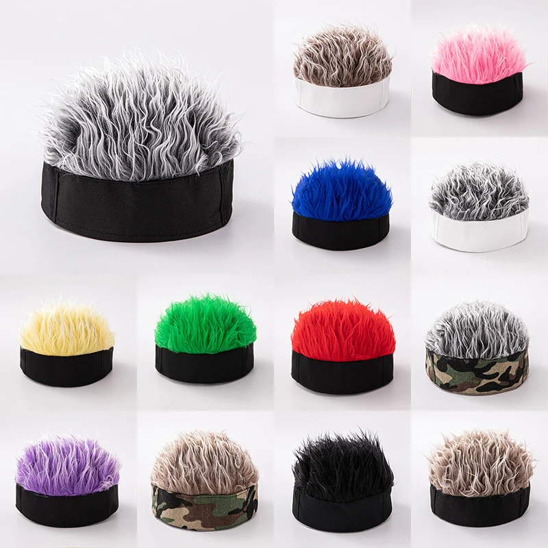 Baseball Cap Men Women Beanie Wig Hat Fun Short Hair Caps Breathable Soft for Party Toupee Hats Outdoor