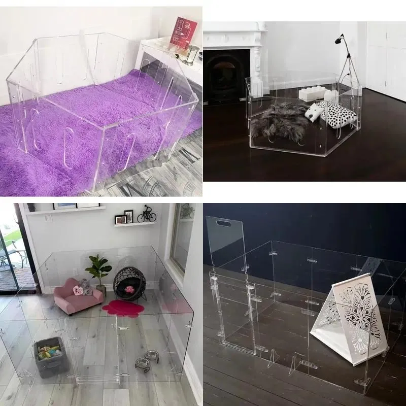 Transparent Acrylic Pet Fence Breathable Design for Puppies and Adult Dogs Customizable Color Logo Wholesale Factory Supply