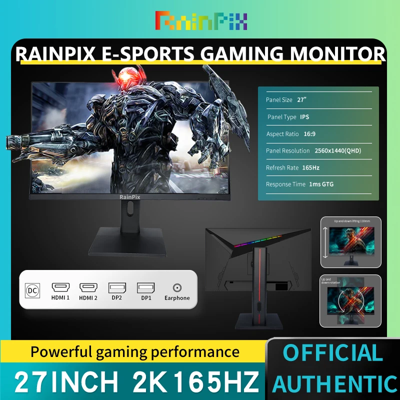 

27 inch 2K 165hz monitor gaming LCD 1ms HDR400 IPS 2560*1440 PC screen computer monitor type-c hdmi for Desktop PC monitor game