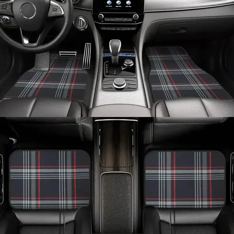 Tappetini per auto GTI Tartan per la maggior parte dei modelli, antiscivolo, resistenti allo sporco, durevoli, set di tappetini anteriori e posteriori, accessori interni, regalo per uomo e donna