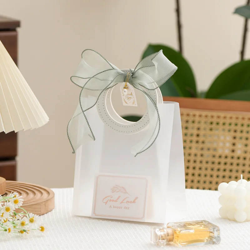Mattierte transparente Geschenktüten mit runden Griffen – halbtransparente Party-Geschenktüten, ideal für Brautpartys TMZ – Detail 3