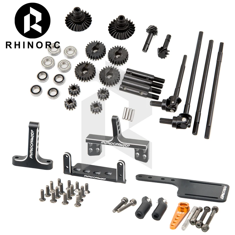 RhinoRC-Endurecido Overdrive Portal Eixo Eixos Engrenagens para Axial Capra Offset Eixos CNC Kit Atualização Completa