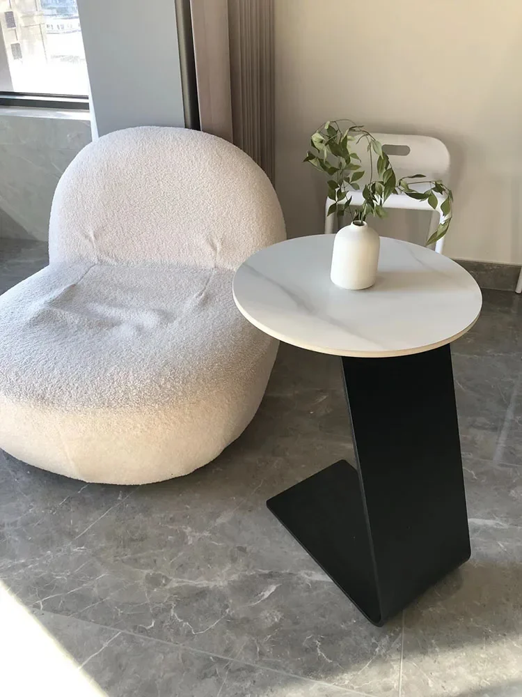 Customized living room sofa edge table, light luxury rock board balcony, movable mini coffee table, modern and simple bedside cr