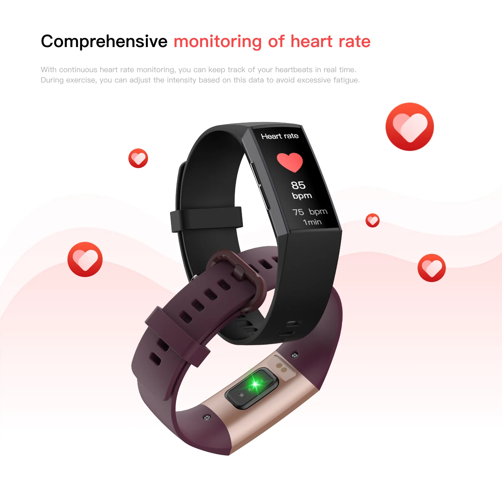 

Dual-Control Smart Fitness Band | Touch & Button Operated Heart Rate Monitor Waterproof Sports Bracelet