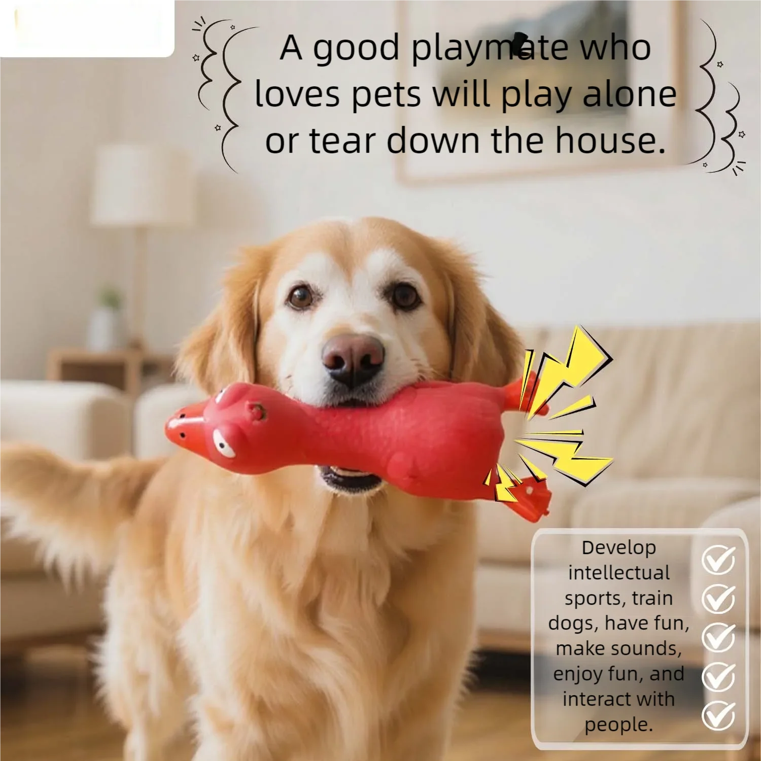 Hundespielzeug „Make A Sound Cooing Chicken“, Hundespielzeug, langlebiges Latex-Kauspielzeug für kleine bis mittlere Rassen, interaktives Spielzeug für Haustierprodukte