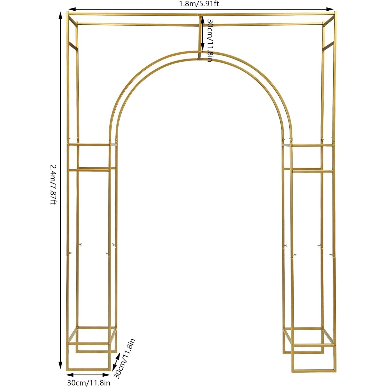5.9x7.9Ft الذهب معدن هندسي الزفاف قوس الزهور إطار خلفية الوقوف ، حديقة في الهواء الطلق تعريشة لتسلق النباتات ، بالون الخ #5