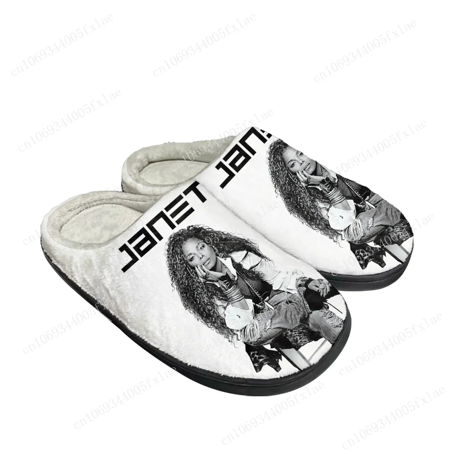 

Janet Jackson Singer Pop Home Cotton Custom Slippers Mens Womens Sandals Plush Bedroom Casual Keep Warm Shoes Thermal Slipper