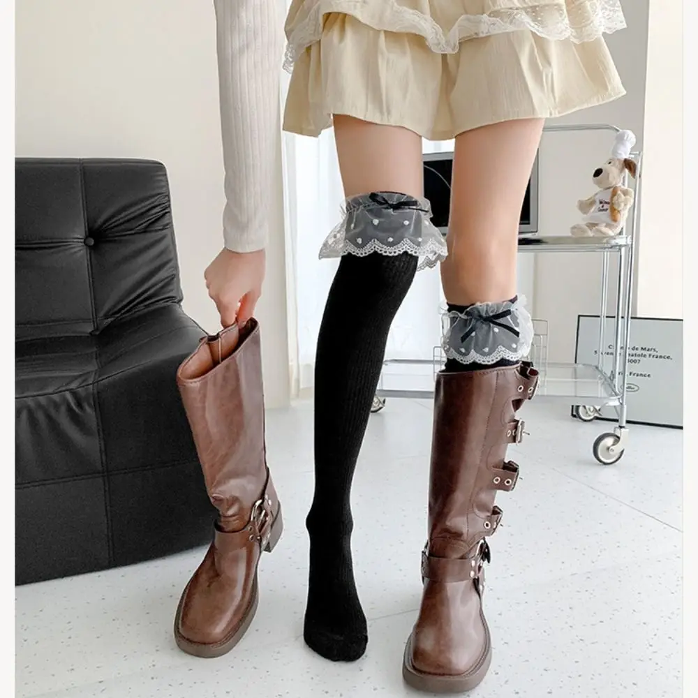 

Милые хлопковые женские чулки с бантом, кружевные чулки принцессы, гольфы в стиле Лолиты