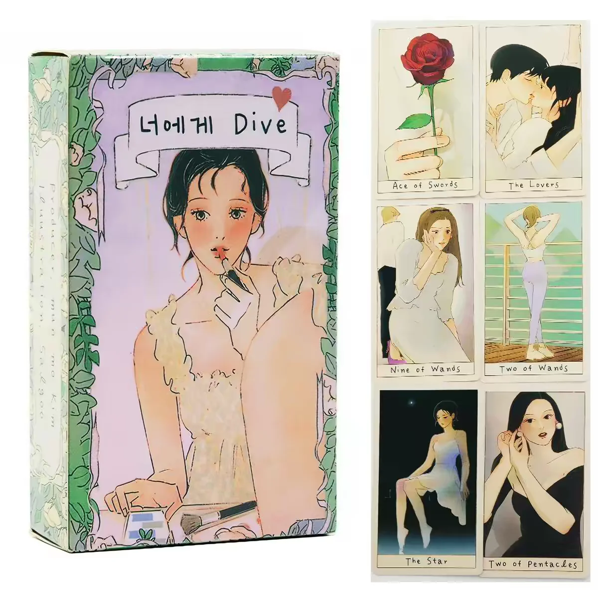 Dive Into You Tarot Cards Deck 78pcs Korean Romance Webtoon Style Tarot Love Story Illustration Oracle Cards Divination