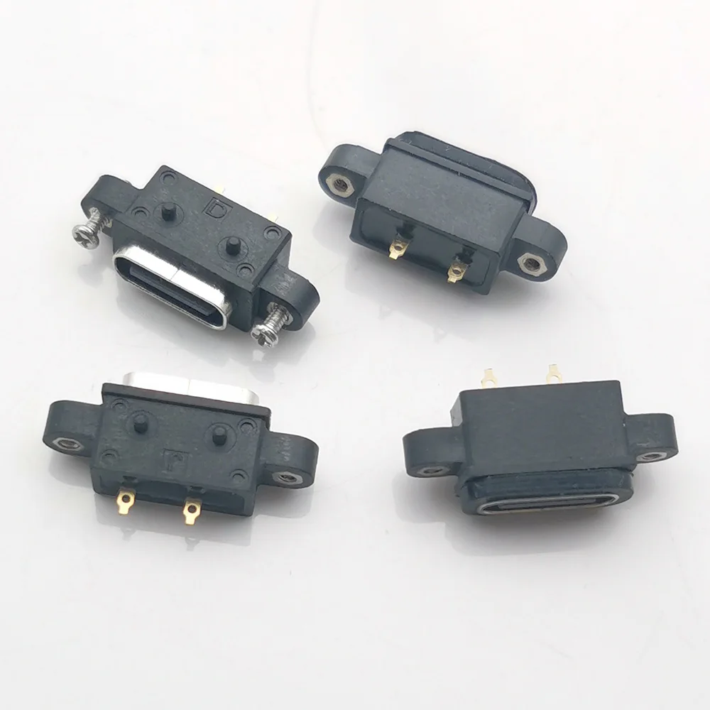 2-20 قطعة TYPE-C 2P مقاوم للماء مع الأذن الإناث مقعد USB 3.1 سلك لحام نوع 2PIN موصل مقاوم للمياه رأس الإناث مع المسمار