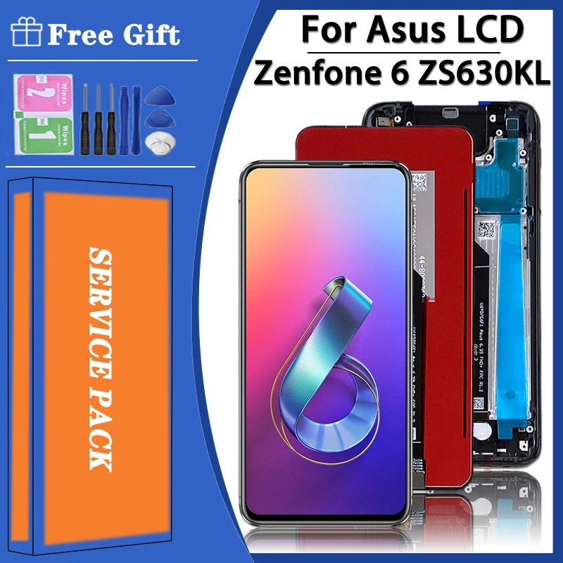 Pop 6,4 ''nuevo para Asus Zenfone 6 ZS630KL pantalla LCD MONTAJE DE Sensor de Digitalizador de pantalla táctil para ASUS_I01WD Zenfone 6z marco LCD