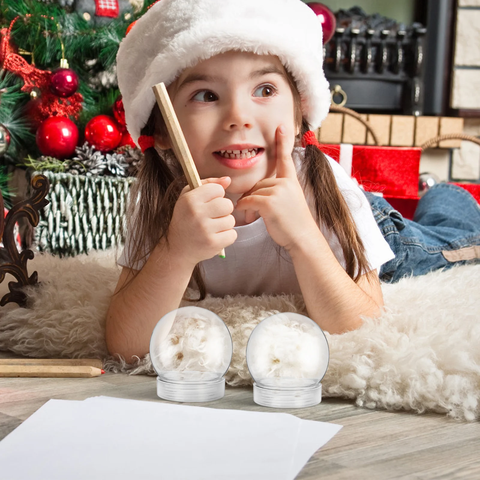 

5Pcs Snow Globes Clear Plastic DIY Screw Cap Fillable Water Globe Christmas Decoration DIY Craft Kit for Snow Globe Kit