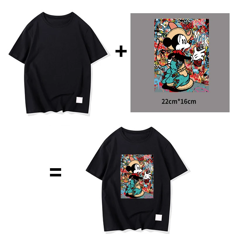 Disney Mickey Minnie Mouse Goofy Patches Clothing Heat Transfer Stickers Iron on T-Shirt Patches for Clothes Kids Kawaii Custom