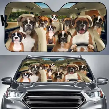 Boxer Dog All Over Printed 3D Sun Shade Auto Sun Shade for Car Truck Decor Windshield Sunshade,Blocks UV Rays Sun