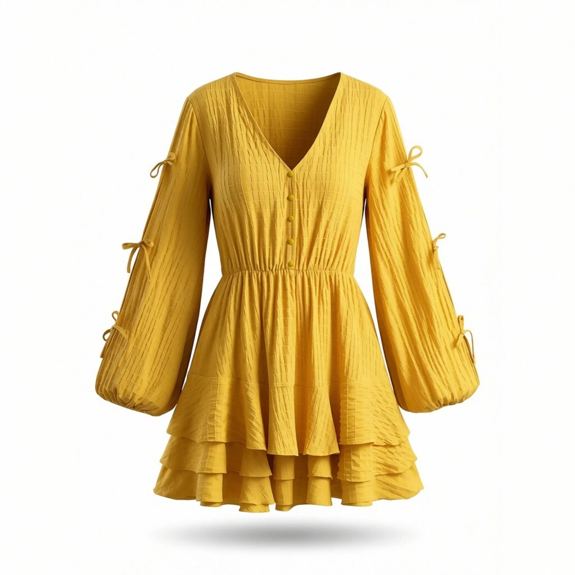 

Withered European And American Style Fashion Temperament Texture V-neck French Dress Elegant Party Dresses Vestidos Women Dress