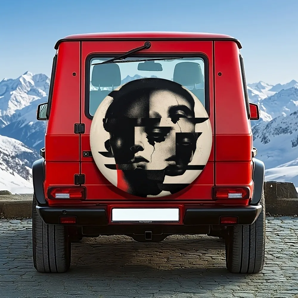 

Dark Art Vintage Collage Portrait Tire Cover Durable Polyester Rear Decoration for SUV