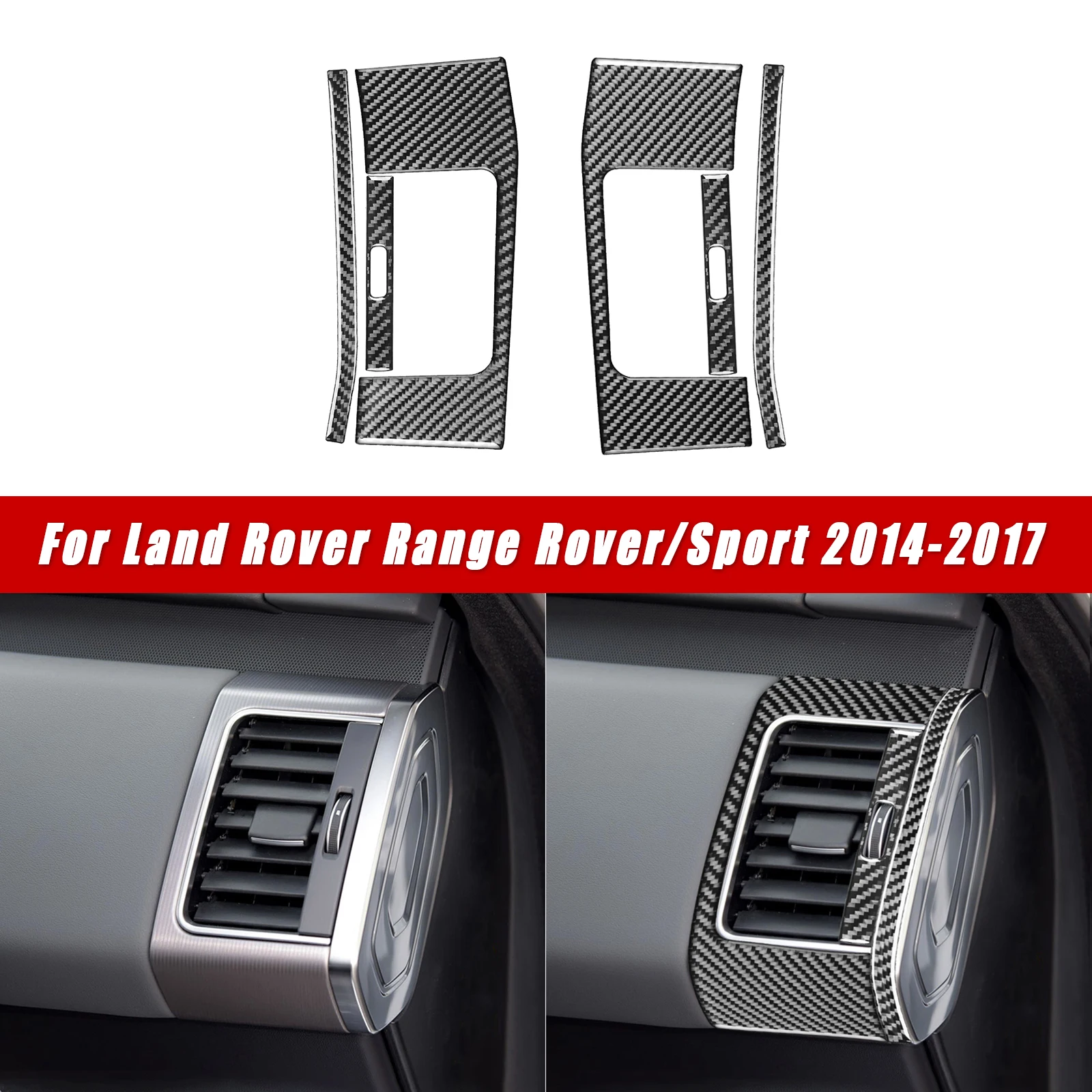 For Land Rover Range Rover/Sport 2014-2017 Car Interior Trim Accessories Real Soft Carbon Fiber Dual side vents Periphery